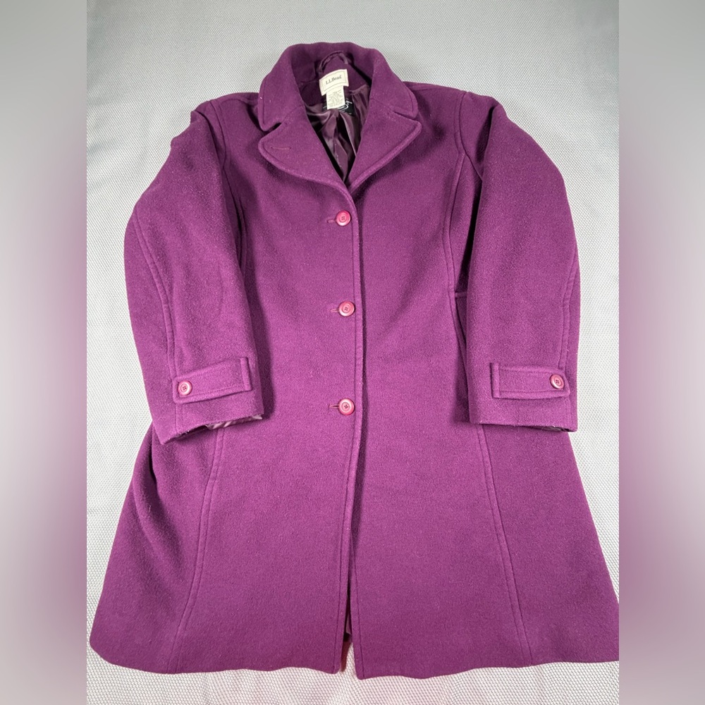 LL Bean Wool Jacket Womens Regular 20 Purple Bellandi Italy Coat Thinsulate Line